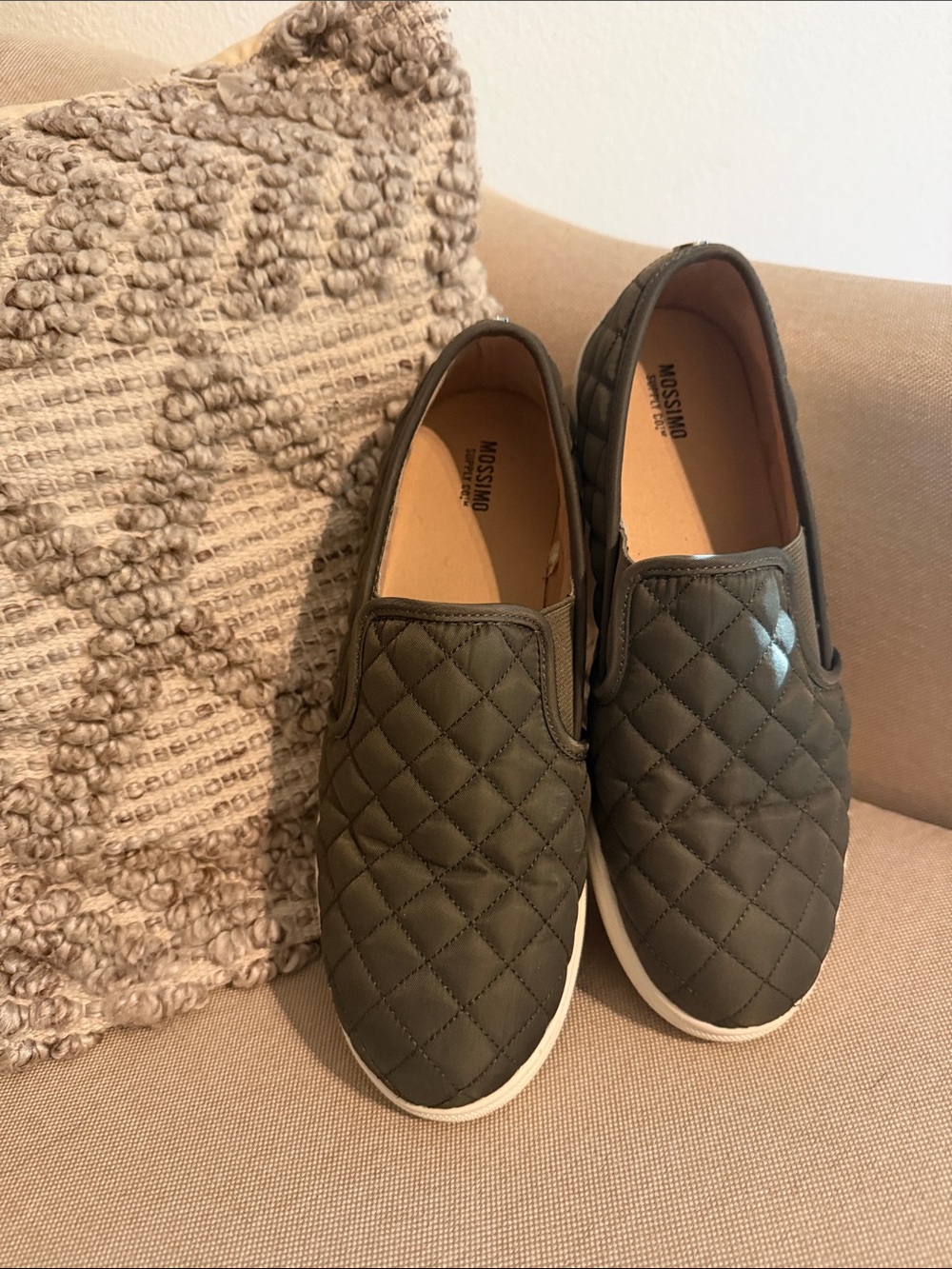 Mossimo Supply Co. Quilted Slip-On Sneakers in Olive Green